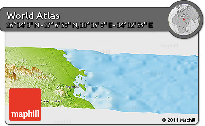 Physical Panoramic Map of the Area around 26° 50' 27" N, 34° 4' 30" E