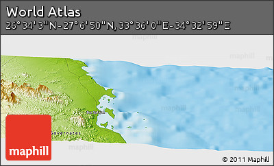 Physical Panoramic Map of the Area around 26° 50' 27" N, 34° 4' 30" E