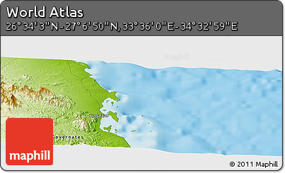 Physical Panoramic Map of the Area around 26° 50' 27" N, 34° 4' 30" E