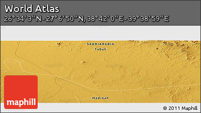 Physical Panoramic Map of the Area around 26° 50' 27" N, 39° 10' 29" E