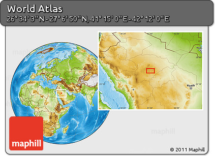Physical Location Map of the Area around 26° 50' 27" N, 41° 43' 30" E