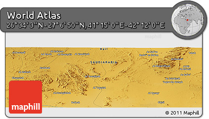 Physical Panoramic Map of the Area around 26° 50' 27" N, 41° 43' 30" E