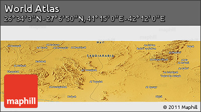 Physical Panoramic Map of the Area around 26° 50' 27" N, 41° 43' 30" E