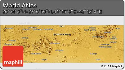 Physical Panoramic Map of the Area around 26° 50' 27" N, 41° 43' 30" E