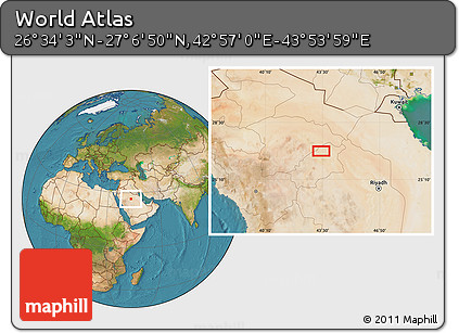 Satellite Location Map of the Area around 26° 50' 27" N, 43° 25' 29" E