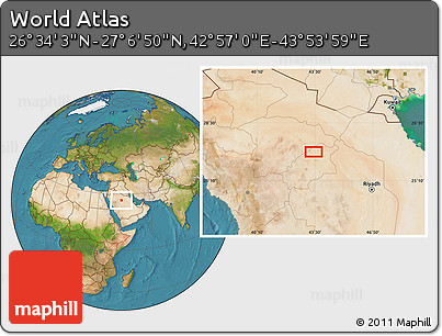 Satellite Location Map of the Area around 26° 50' 27" N, 43° 25' 29" E