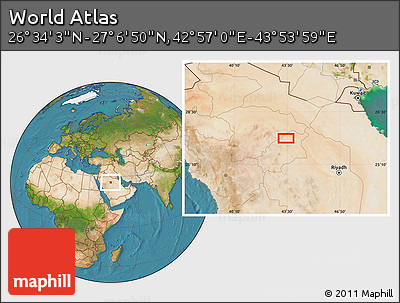 Satellite Location Map of the Area around 26° 50' 27" N, 43° 25' 29" E