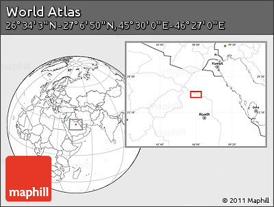 Blank Location Map of the Area around 26° 50' 27" N, 45° 58' 30" E