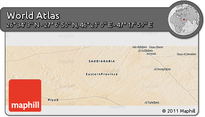 Satellite Panoramic Map of the Area around 26° 50' 27" N, 46° 49' 30" E