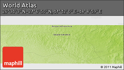 Physical Panoramic Map of the Area around 26° 50' 27" N, 47° 40' 29" E