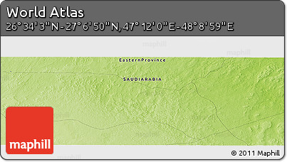 Physical Panoramic Map of the Area around 26° 50' 27" N, 47° 40' 29" E