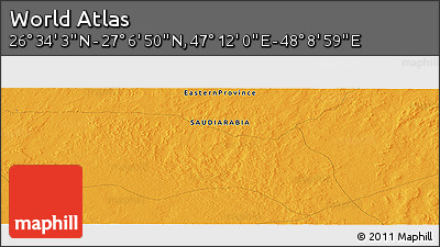 Political Panoramic Map of the Area around 26° 50' 27" N, 47° 40' 29" E