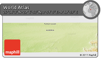 Physical Panoramic Map of the Area around 26° 50' 27" N, 4° 19' 30" E