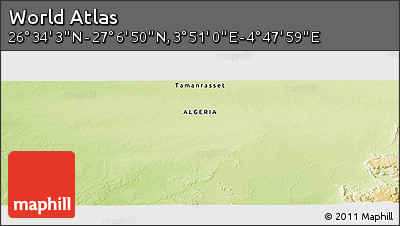 Physical Panoramic Map of the Area around 26° 50' 27" N, 4° 19' 30" E