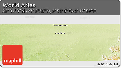 Physical Panoramic Map of the Area around 26° 50' 27" N, 4° 19' 30" E