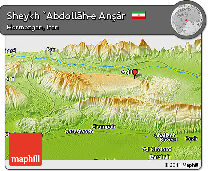Physical Panoramic Map of Sheykh `Abdollāh-e Anşār