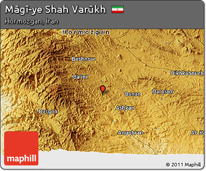 Physical 3D Map of Māgī-ye Shah Varūkh