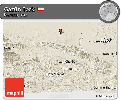 Shaded Relief Panoramic Map of Gazūn Tork