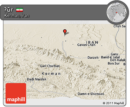 Shaded Relief Panoramic Map of Ḩūr