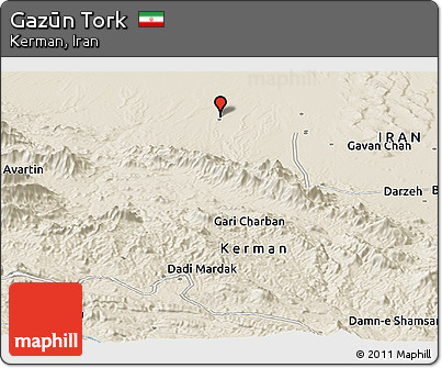 Shaded Relief Panoramic Map of Gazūn Tork