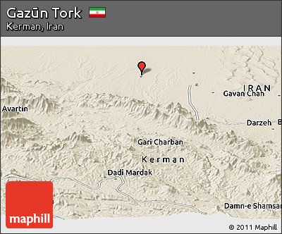 Shaded Relief Panoramic Map of Gazūn Tork
