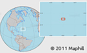 Gray Location Map of the area around 26° 50' 27" N, 59° 25' 29" W