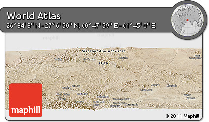Satellite Panoramic Map of the Area around 26° 50' 27" N, 61° 16' 29" E