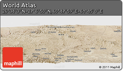 Satellite Panoramic Map of the Area around 26° 50' 27" N, 61° 16' 29" E
