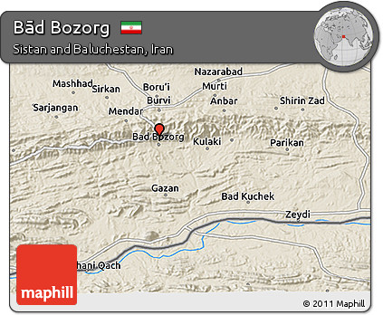 Shaded Relief 3D Map of Bād Bozorg