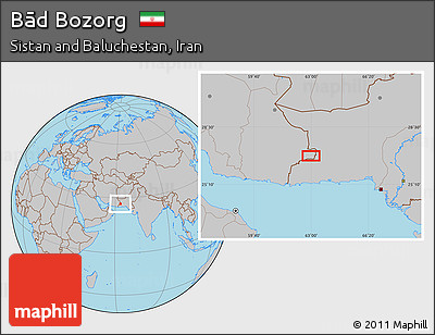 Gray Location Map of Bād Bozorg