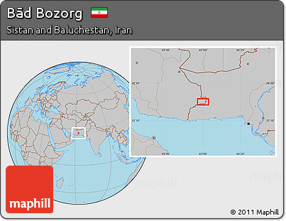 Gray Location Map of Bād Bozorg