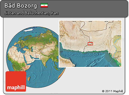Satellite Location Map of Bād Bozorg