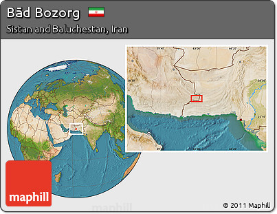 Satellite Location Map of Bād Bozorg