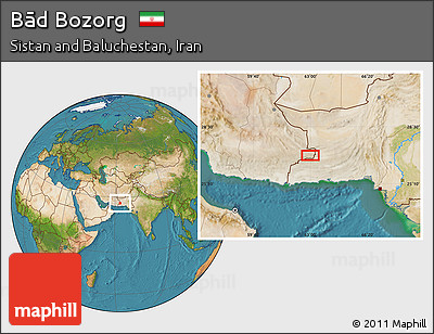 Satellite Location Map of Bād Bozorg