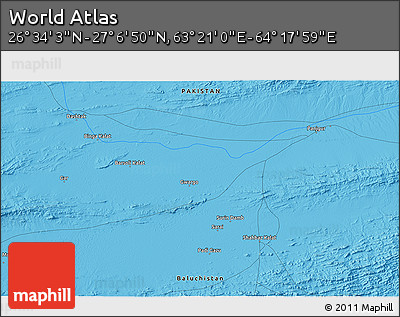 Political 3D Map of the Area around 26° 50' 27" N, 63° 49' 30" E