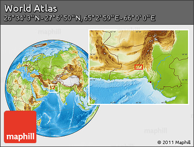 Physical Location Map of the Area around 26° 50' 27" N, 65° 31' 30" E