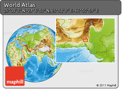 Physical Location Map of the Area around 26° 50' 27" N, 66° 22' 30" E