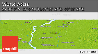 Physical Panoramic Map of the Area around 26° 50' 27" N, 68° 4' 29" E