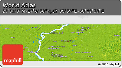 Physical Panoramic Map of the Area around 26° 50' 27" N, 68° 4' 29" E