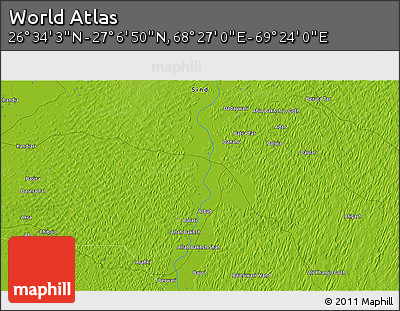 Physical 3D Map of the Area around 26° 50' 27" N, 68° 55' 30" E