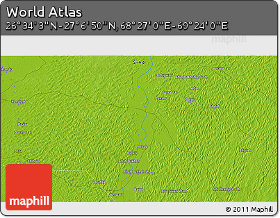 Physical 3D Map of the Area around 26° 50' 27" N, 68° 55' 30" E