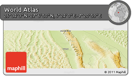 Physical Panoramic Map of the Area around 26° 50' 27" N, 6° 52' 30" E