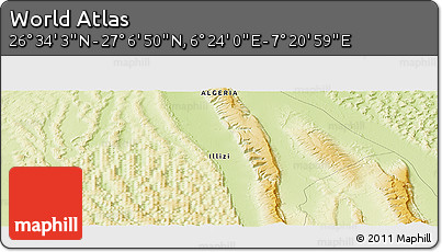 Physical Panoramic Map of the Area around 26° 50' 27" N, 6° 52' 30" E