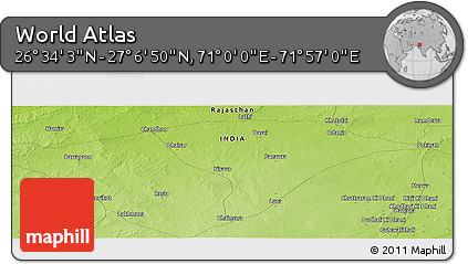 Physical Panoramic Map of the Area around 26° 50' 27" N, 71° 28' 29" E