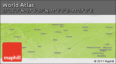 Physical Panoramic Map of the Area around 26° 50' 27" N, 71° 28' 29" E