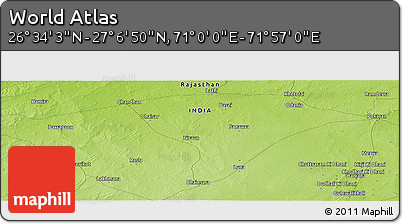 Physical Panoramic Map of the Area around 26° 50' 27" N, 71° 28' 29" E