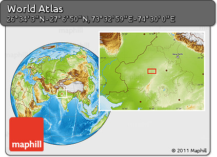 Physical Location Map of the Area around 26° 50' 27" N, 74° 1' 30" E
