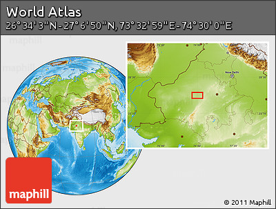 Physical Location Map of the Area around 26° 50' 27" N, 74° 1' 30" E