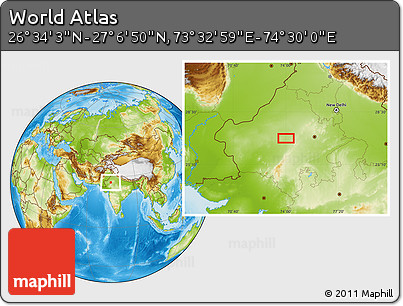 Physical Location Map of the Area around 26° 50' 27" N, 74° 1' 30" E