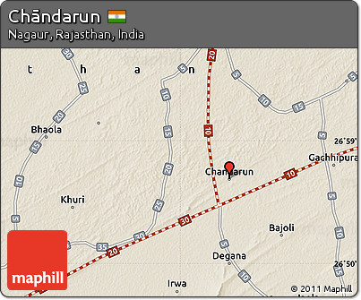 Shaded Relief Map of Chāndarun